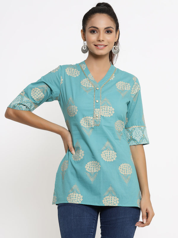 Women's Sky Blue Rayon Short Kurta by Kipek (1 Pc Set)