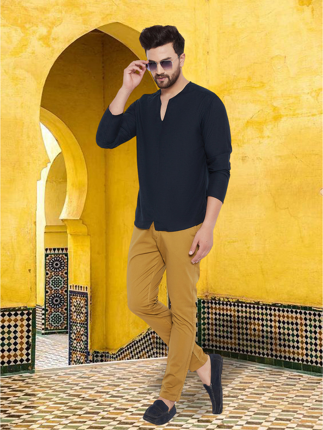 Men's Pure Cotton Blue Kurta - Even Apparels