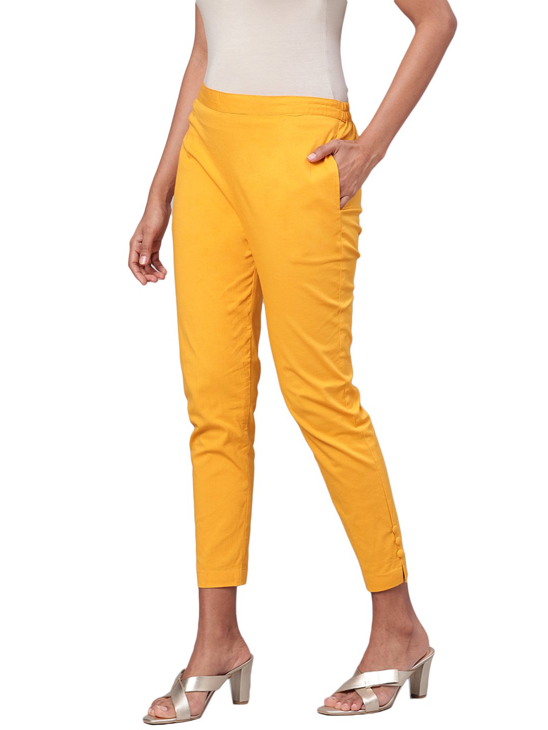 Women's Solid Na Rayon Flex Na Trouser - Myshka