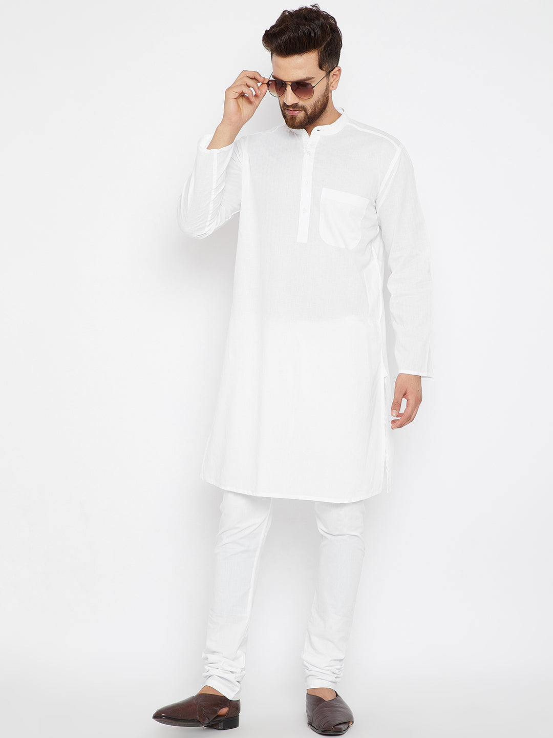 Men's Pure Cotton Kurta With Band Collar - Even Apparels