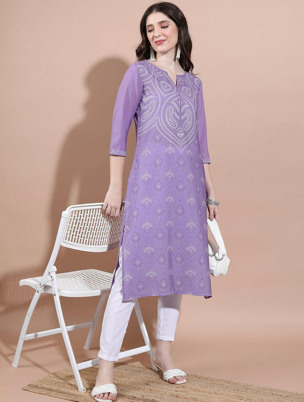 Women's Embellished Daily Wear Cotton Blend Kurta - Cheera