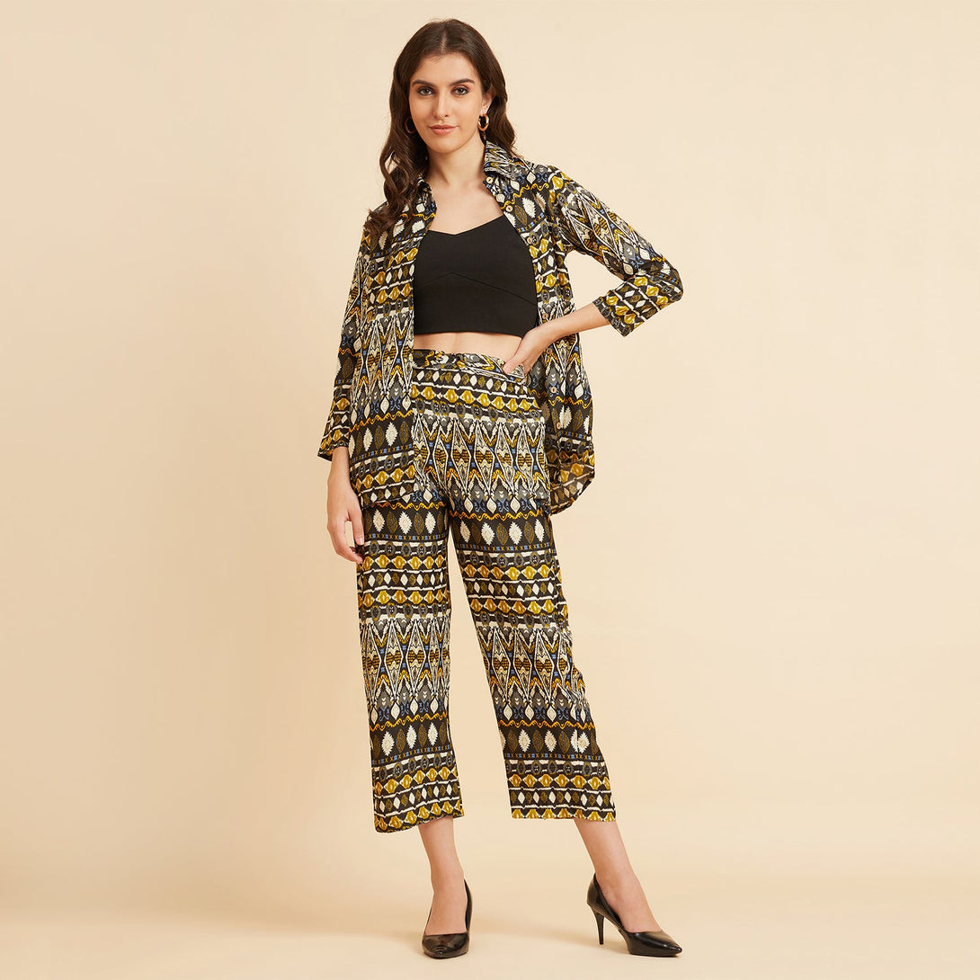 Women's Dark Green Printed  Co-Ord Set - Azira