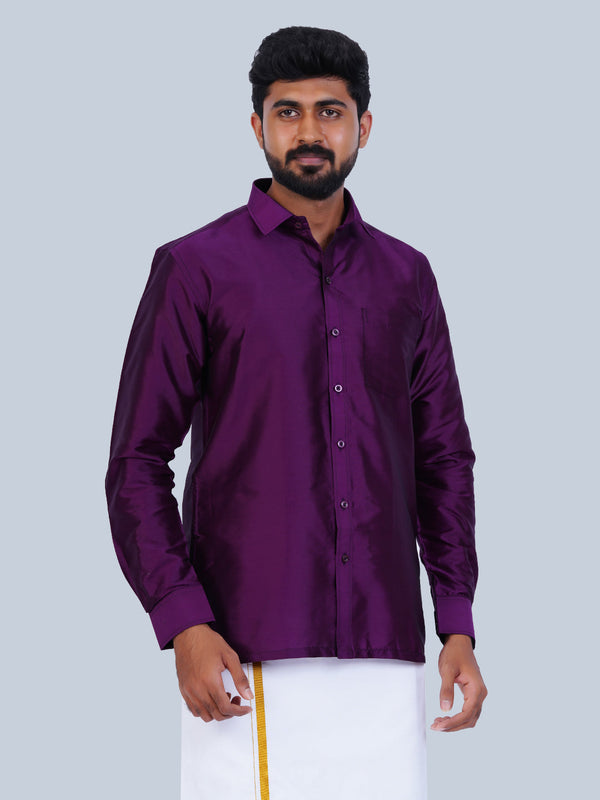 Men's Karishma Fullhand Shirt Only Plum Purple - Thangamagan