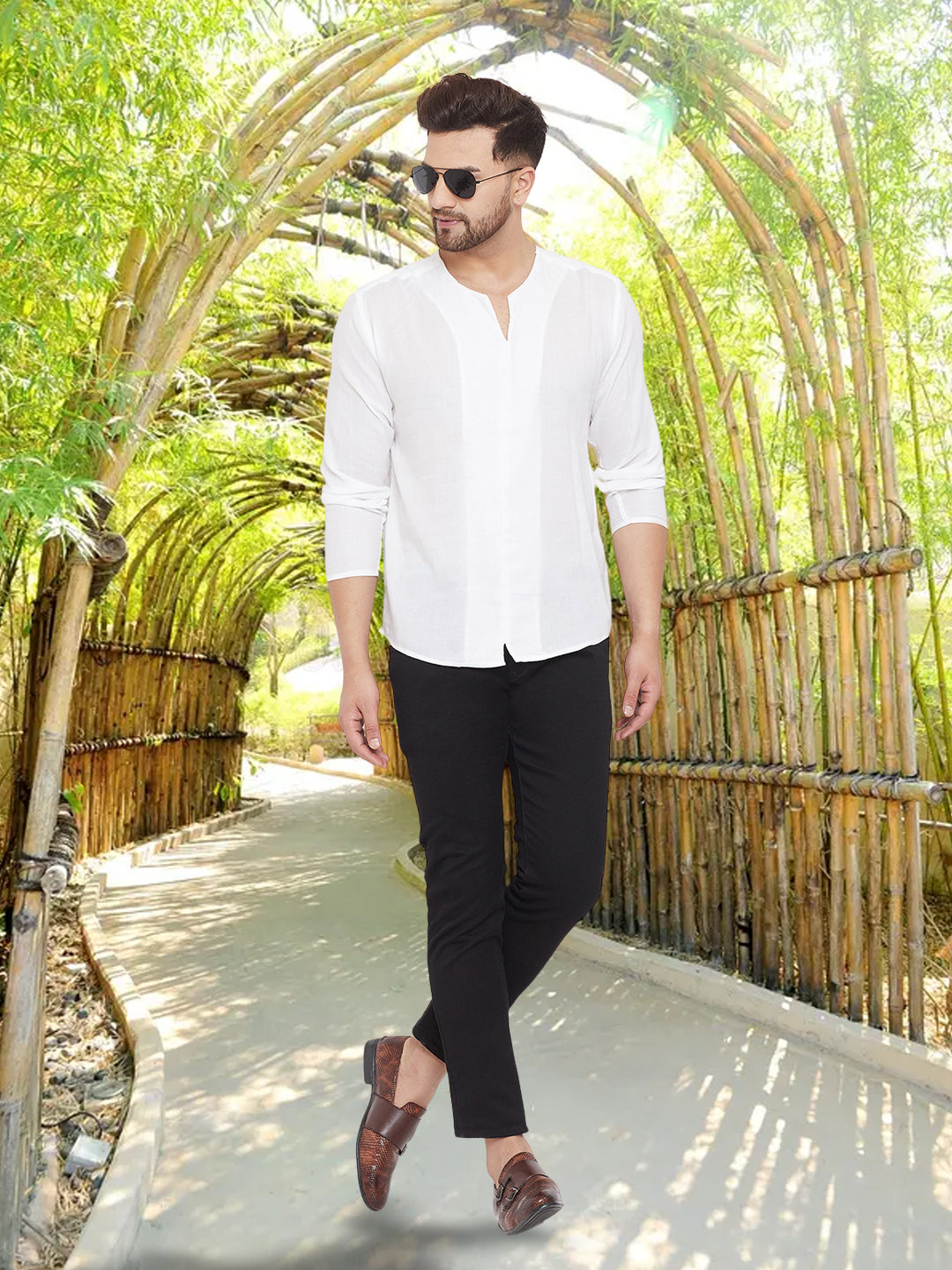 Men's Pure Cotton  White Kurta - Even Apparels