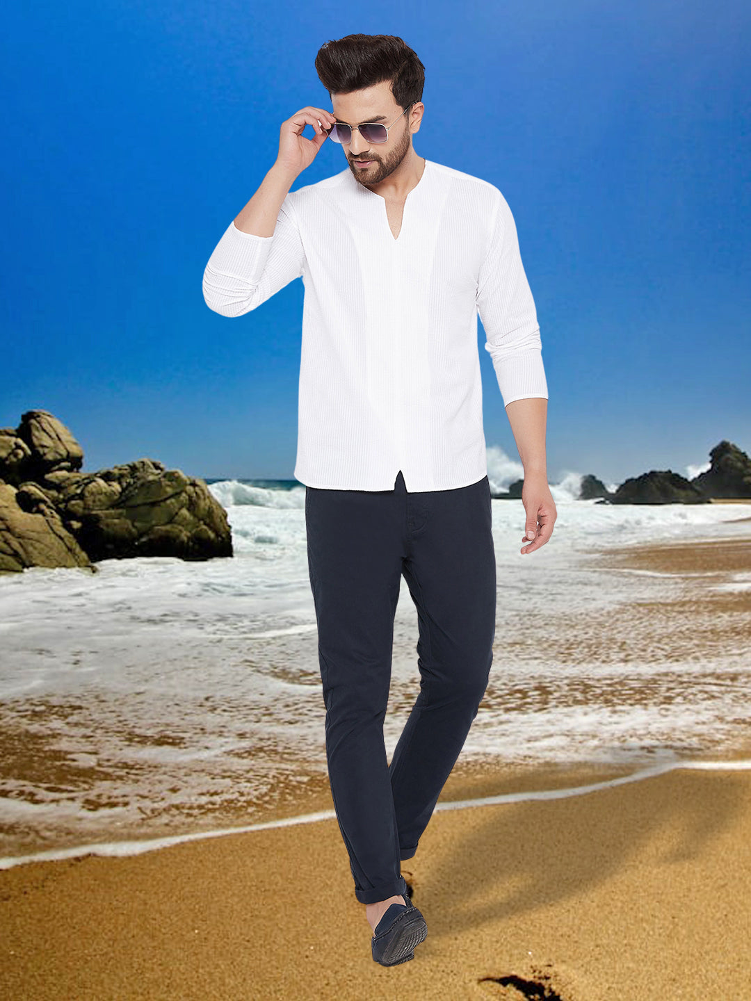 Men's Pure Cotton White Kurta - Even Apparels