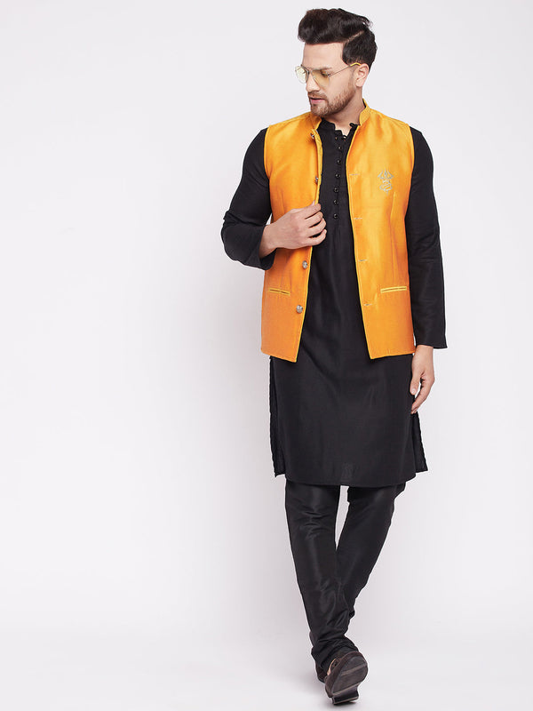 Men's Nehru Jacket With Embroided Insignia Of Lord Shiv -Even Apparels