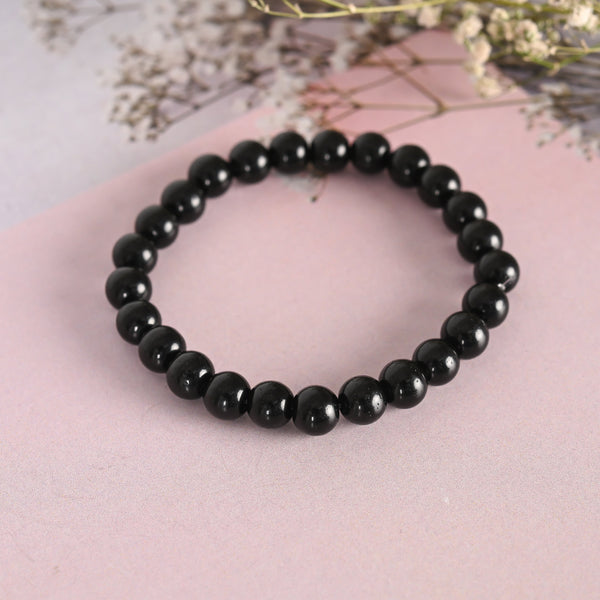 Unisex Transparent & White & Black Marbel Crystal Elasticated Bracelet - NVR