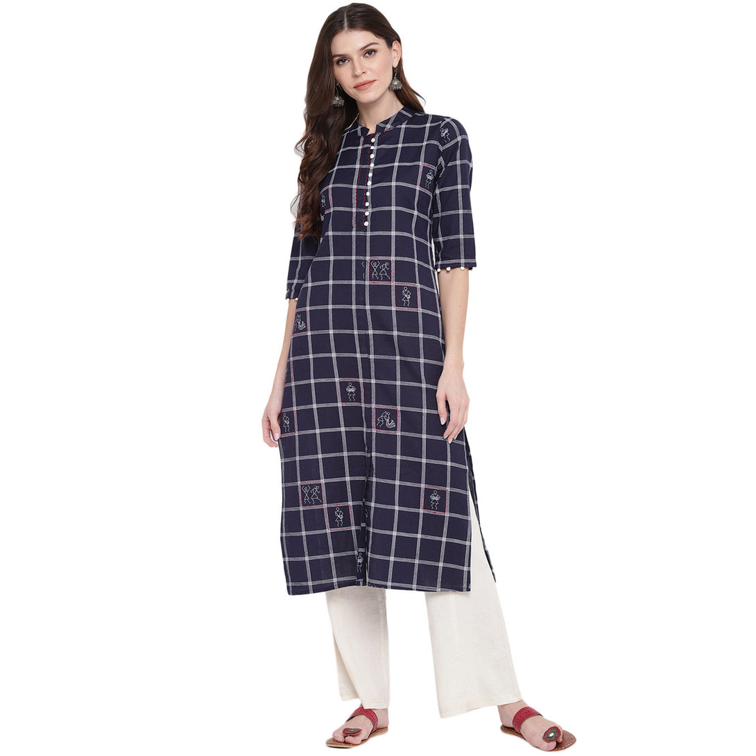 Women's Navy Blue Printed Kurti By Vbuyz- (1Pc Set)