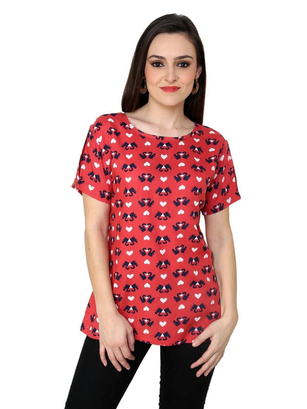 Women's Coral Printed Top - Pannkh