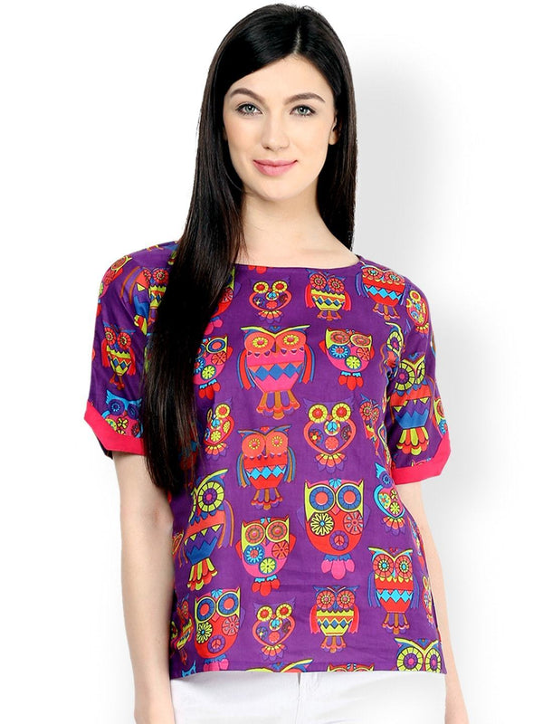 Women's Owl Print Top - Pannkh