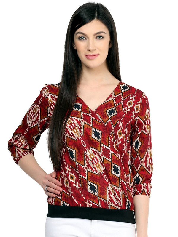 Women's Overlap Printed Top - Pannkh