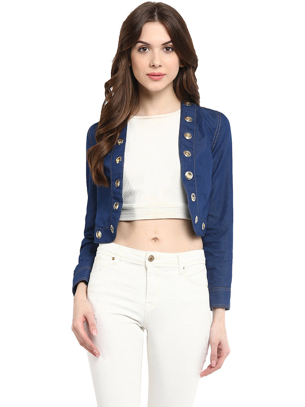 Women's  Denim Rivet Short Shrug - StyleStone