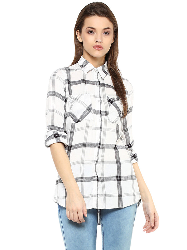 Women's  Black and White Check Shirt - StyleStone