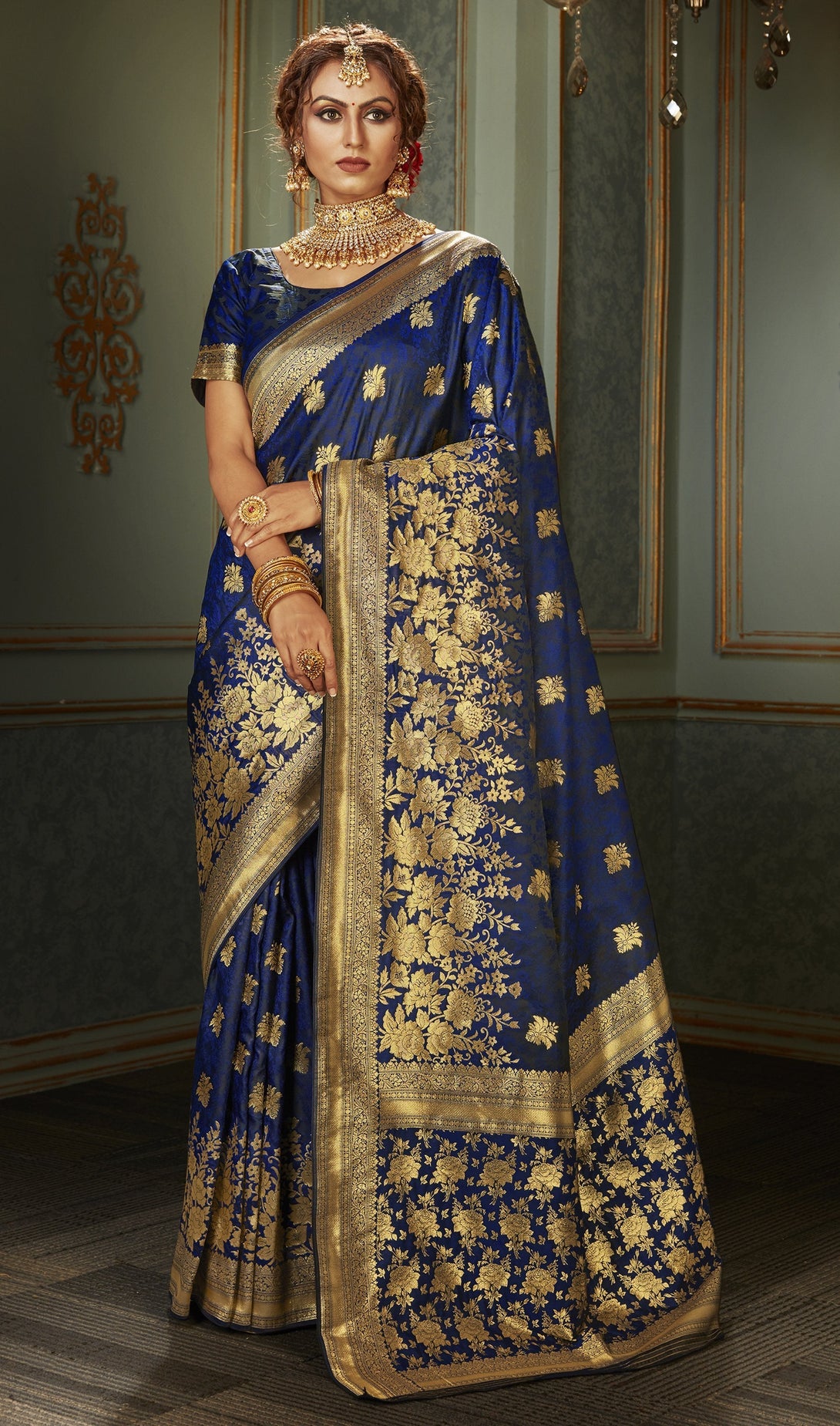 Women's Vartika Banarasi silk Festive Wear Saree - Monjolika