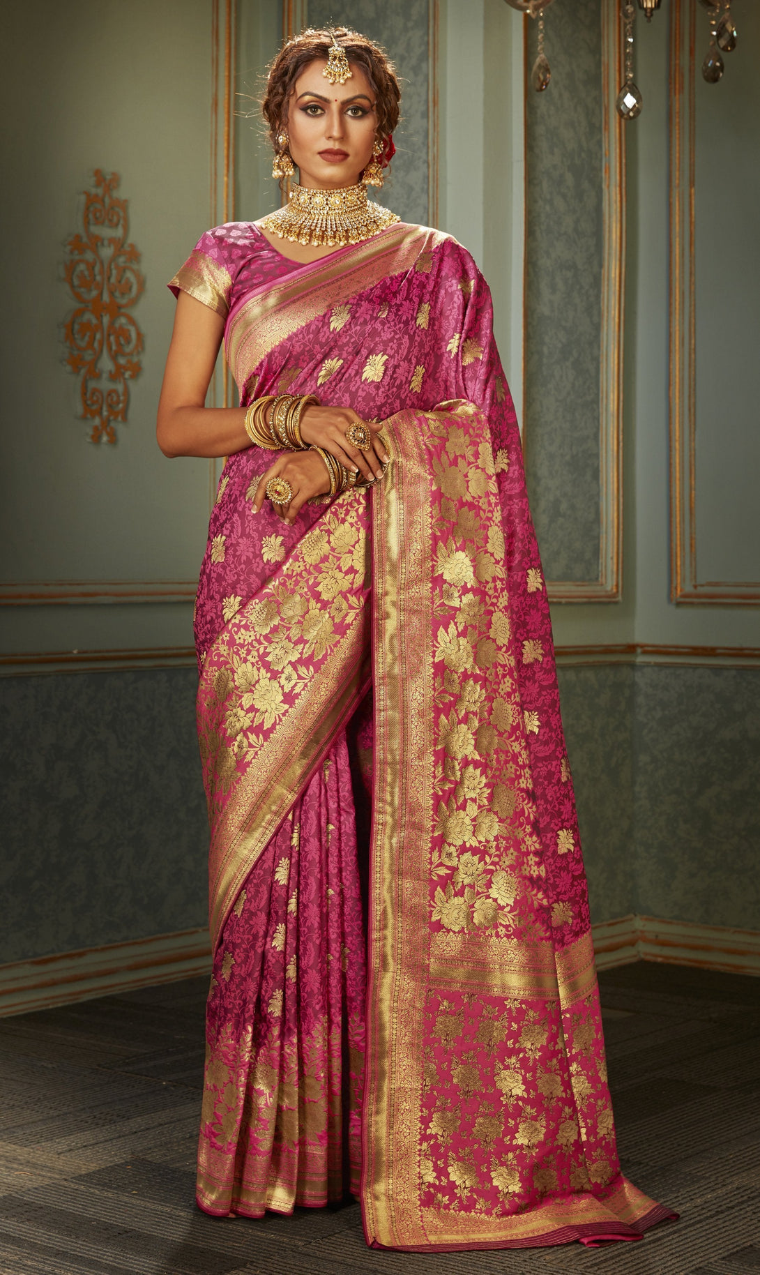 Women's Vartika Banarasi silk Festive Wear Saree - Monjolika