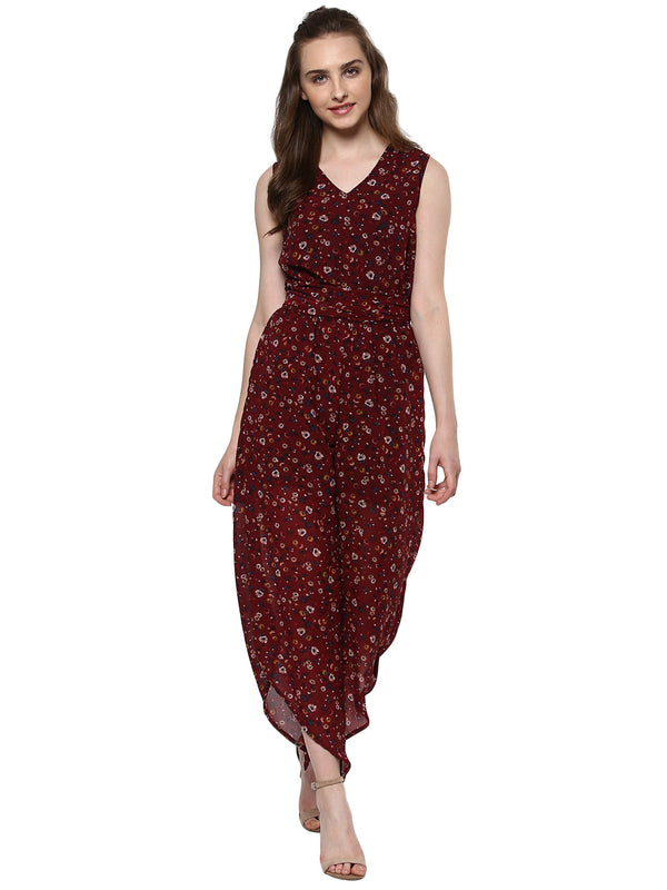 Women's Printed Asymmetric Hemline Jumpsuit - StyleStone