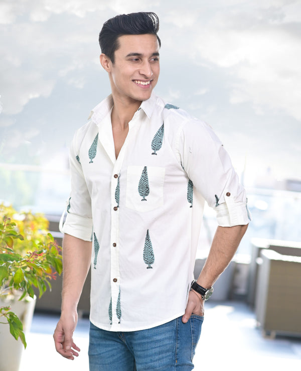 Men's Ethnic Motif Hand Block Shirt - Hatheli