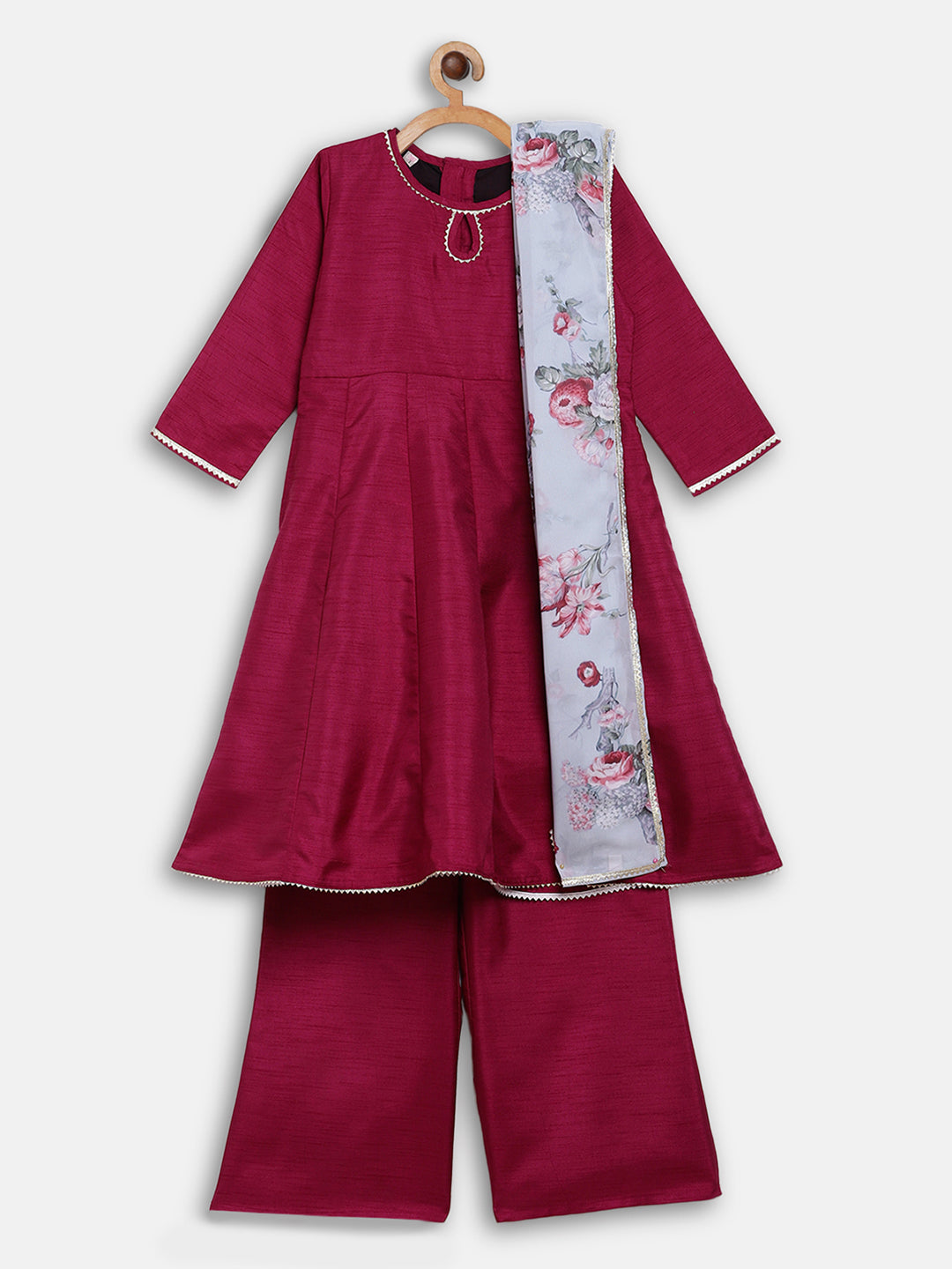 Poly Silk Kurta & Palazzo Set for Girls - AHALYAA Girls