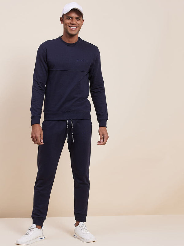 Men's Navy MASCLN Puff Print Joggers - LYUSH-MASCLN