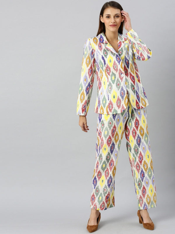 Women's Printed Coat with Trousers - AKS