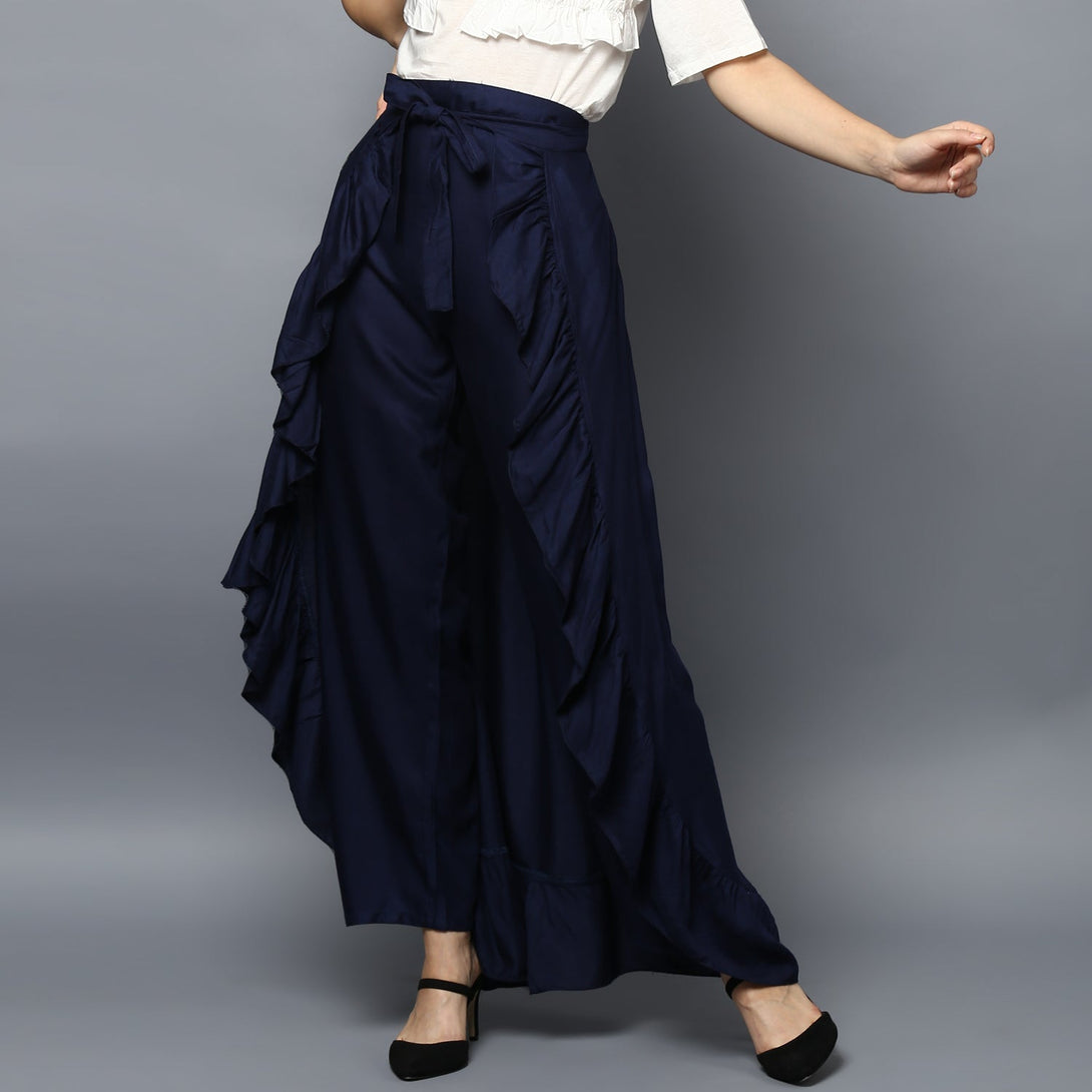 Women's Rayon Navy Skirt Pants - Stylestone