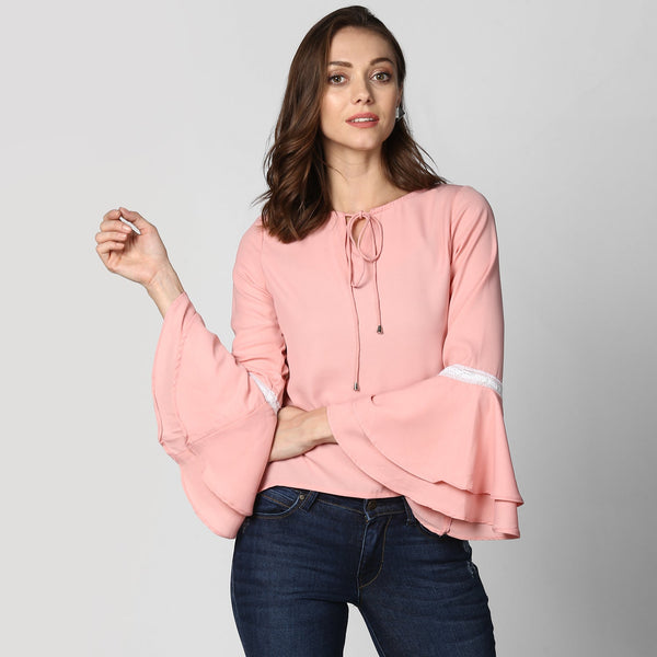 Women's Multi Tier Pink Top - StyleStone