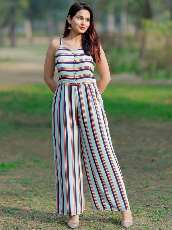 Multicoloured Printed Georgette Jumpsuit - Jashvi