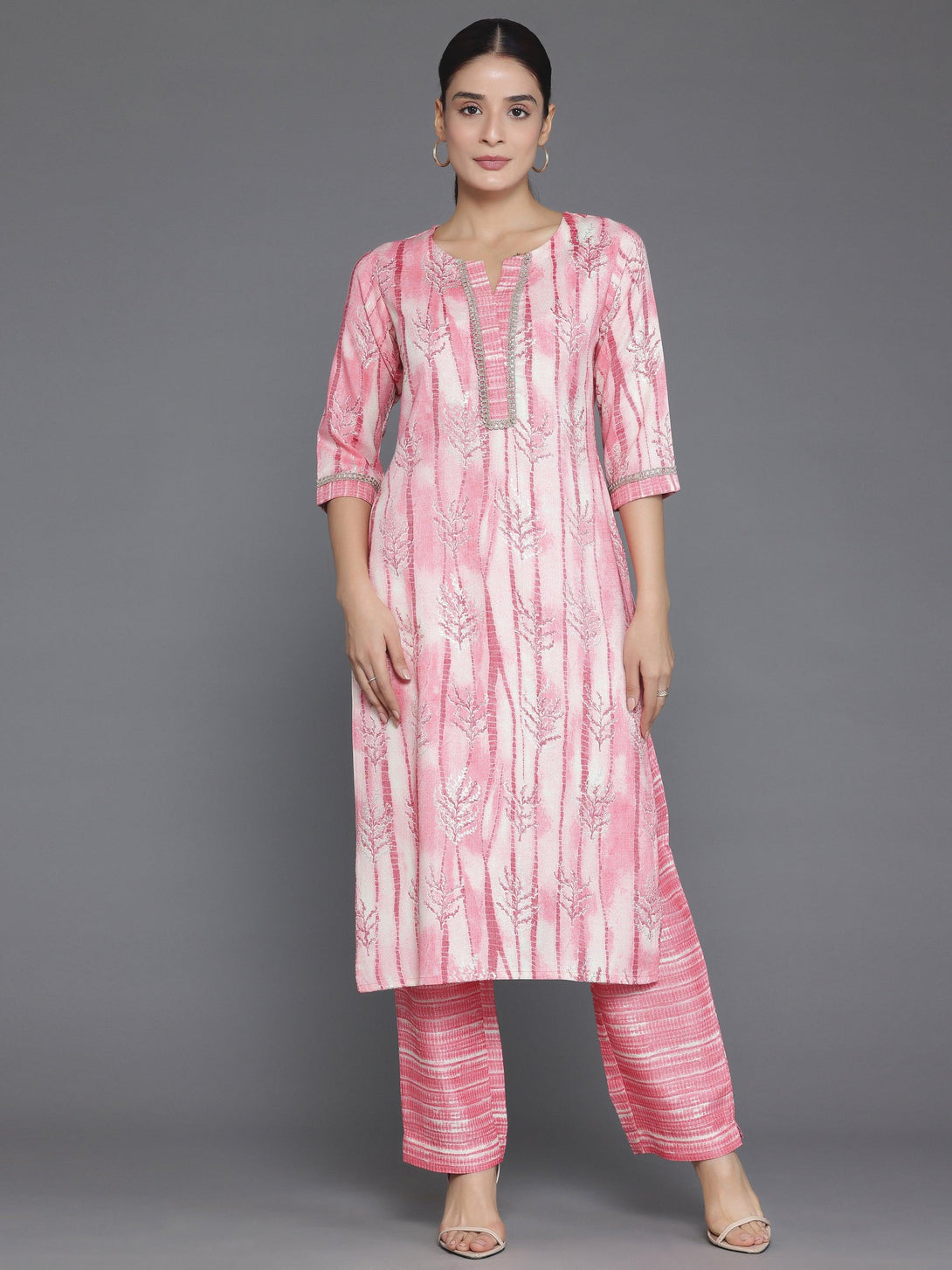 Peach Printed Rayon Straight Kurta Set - Jashvi