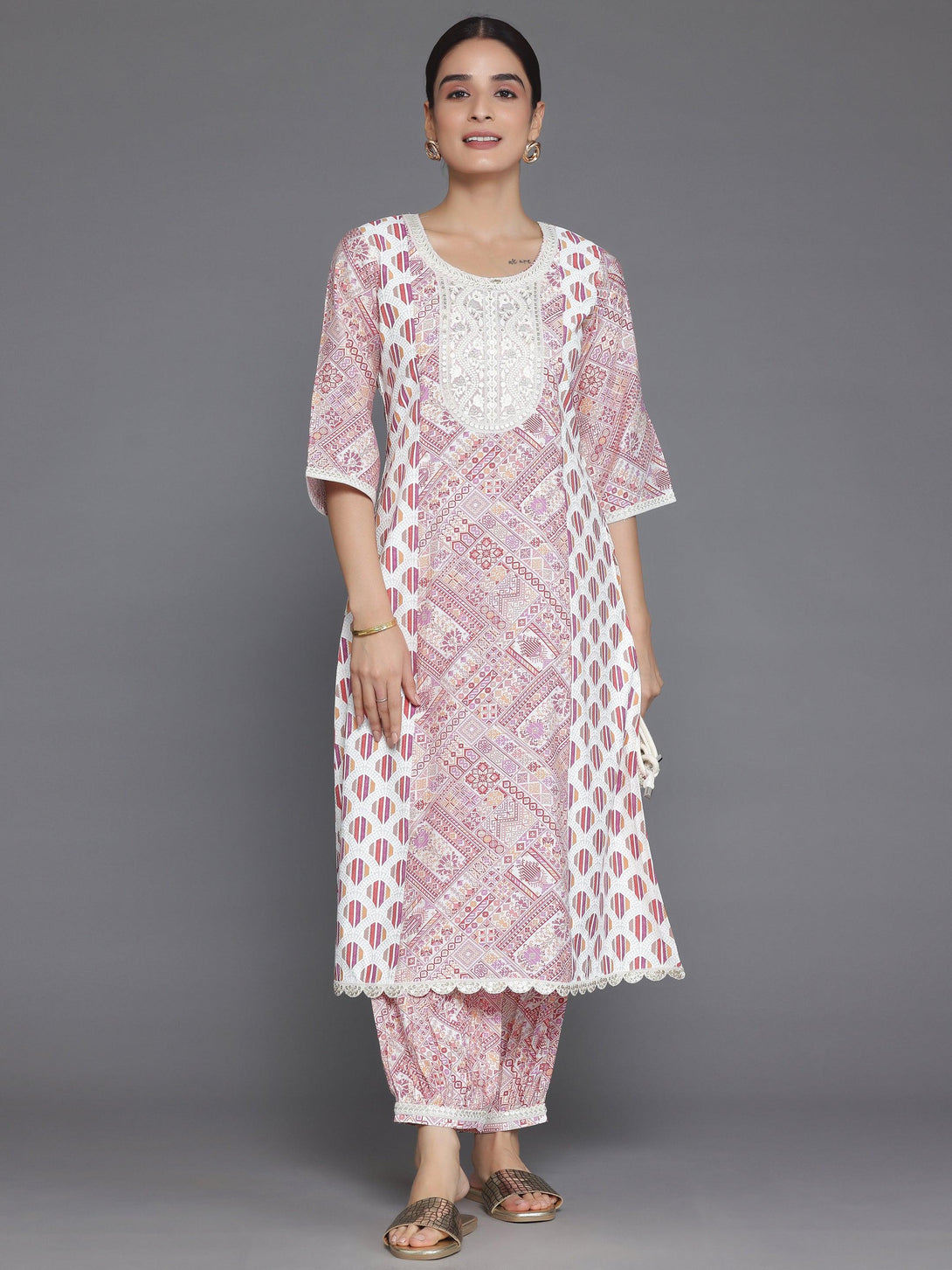 Maroon Printed Silk Blend A-Line Kurta With Salwar - Jashvi