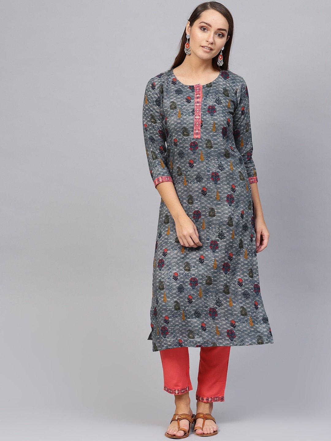 Women's Blue Straight Kurta - Yufta