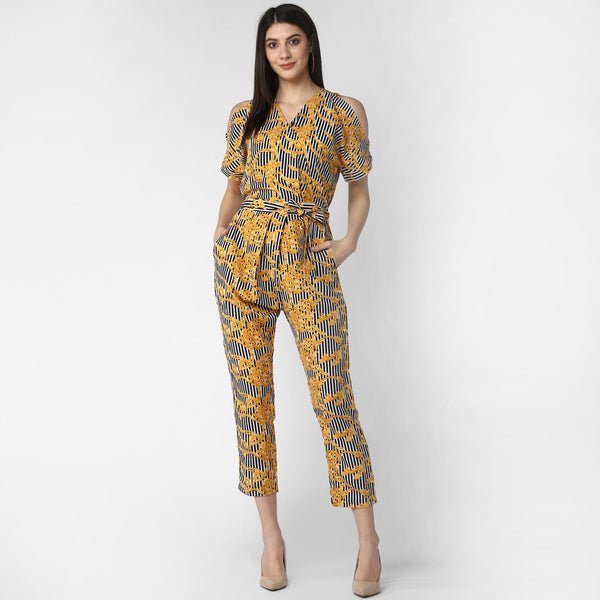 Women's Crepe Cold Shoulder Jumpsuit - StyleStone