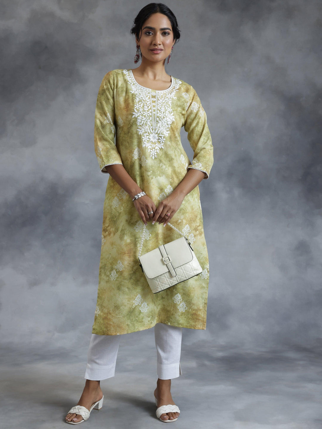 Green Printed Cotton Straight Kurta - Jashvi