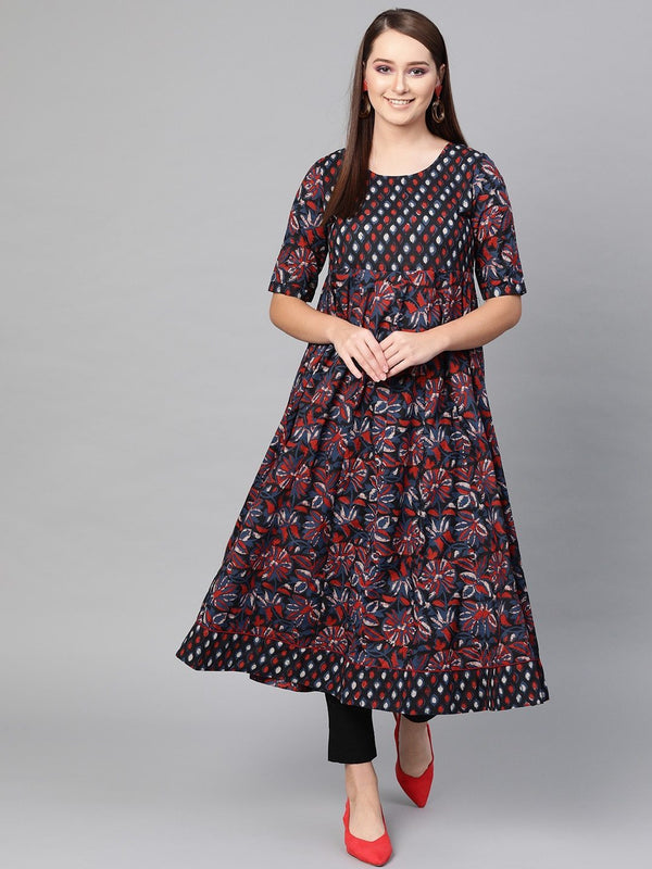 Women's  Multicoloured Printed Anarkali Kurta - AKS