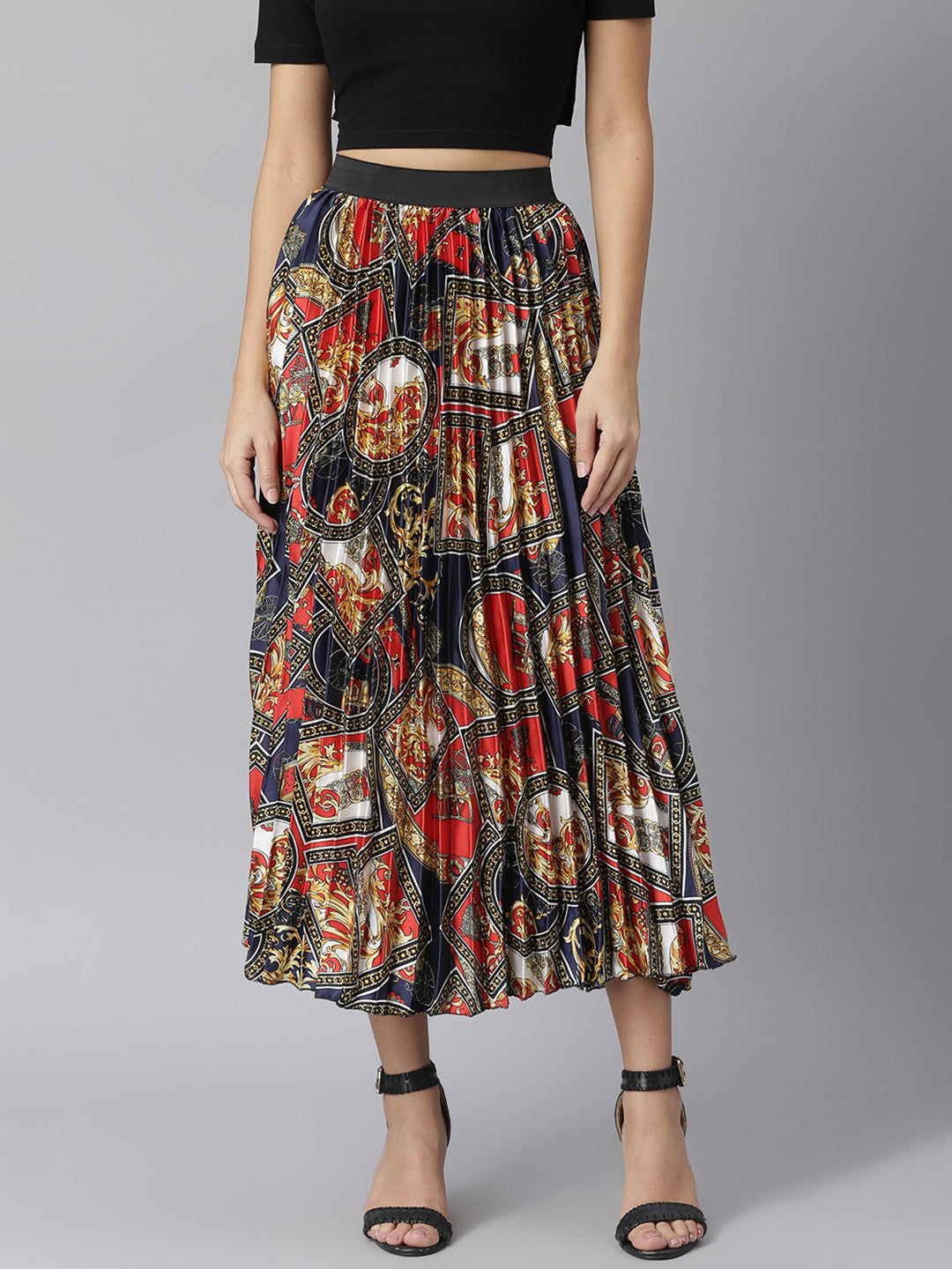 Women's Pleated Skirt With Chain Print - Stylestone