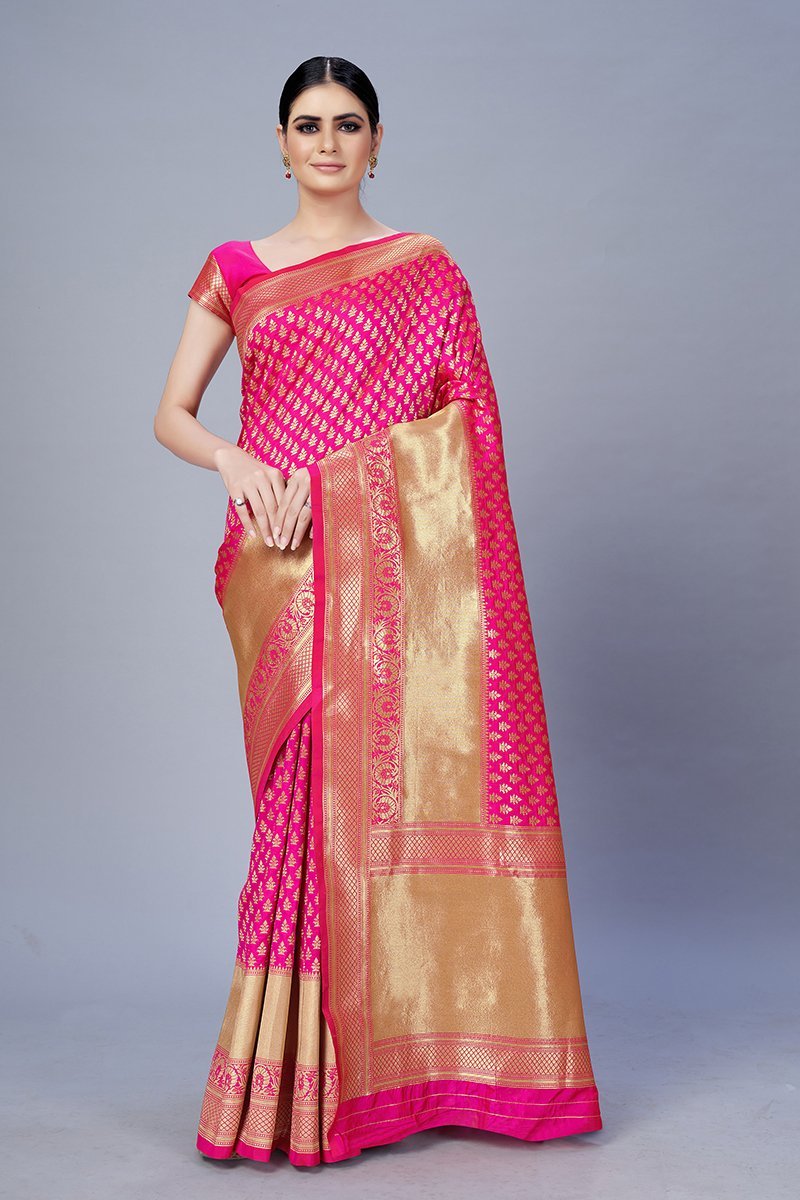 Women's Color Banarasi silk Traditonal Saree - Monjolika