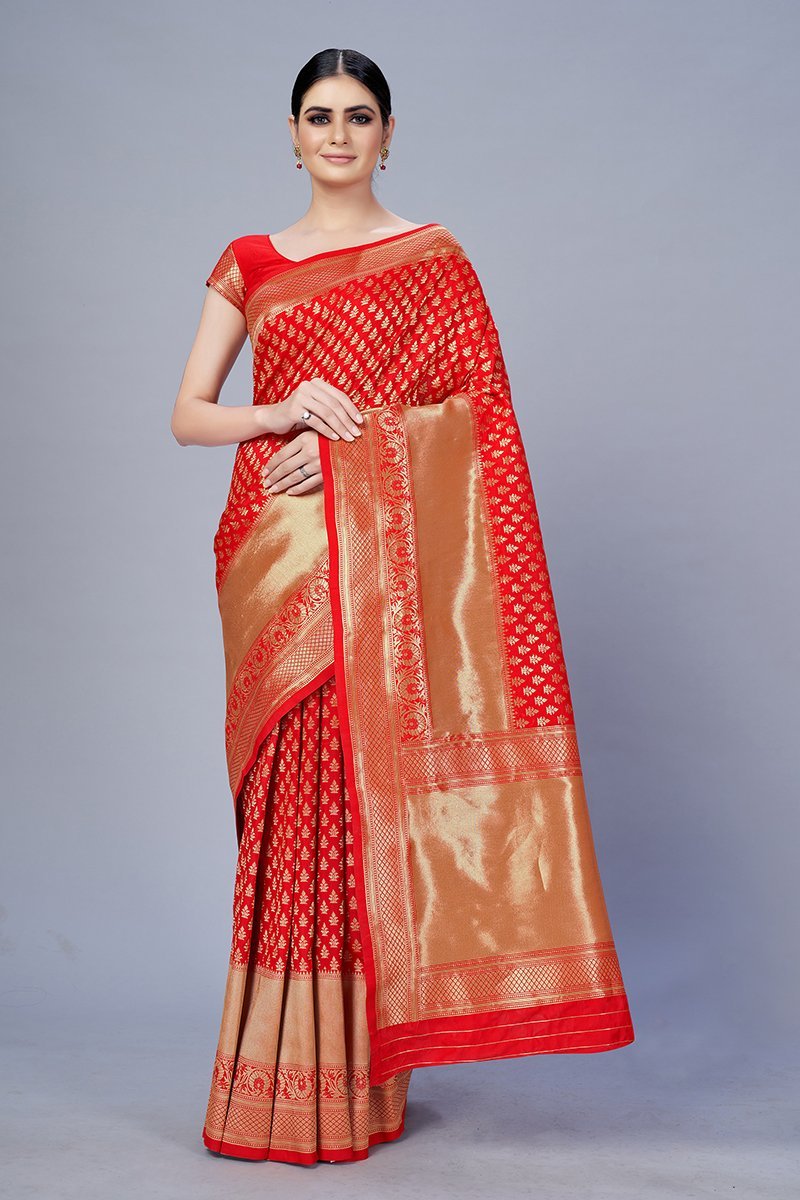 Women's Color Banarasi silk Traditonal Saree - Monjolika