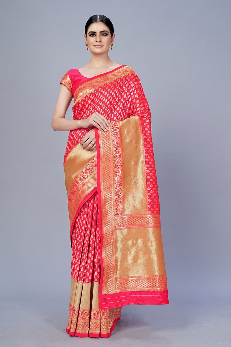 Women's Color Banarasi silk Traditonal Saree - Monjolika