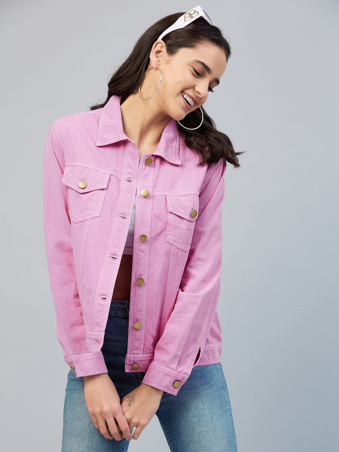 Women's Pink Cotton Twill Jacket - Stylestone