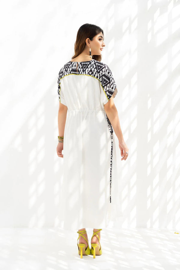 Women's Waving White Flag Rayon Kaftan - JSDC