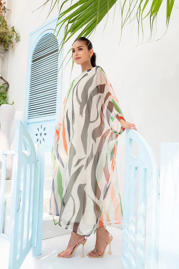 Women's Tiger Stripes Sky Wing Georgette Kaftan - JSDC