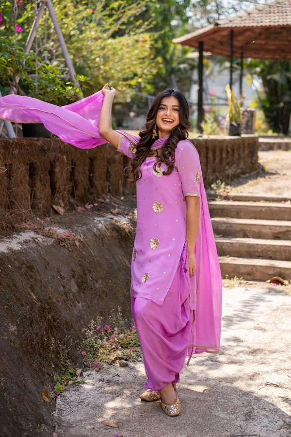 Women's Light Purple Patialla Set - Label Shaurya Sanadhya