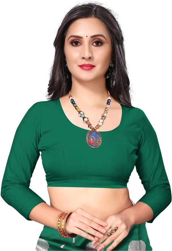 Women's Green Color Silk Saree With Beautiful Zari Work - NAITRI COLLECTION