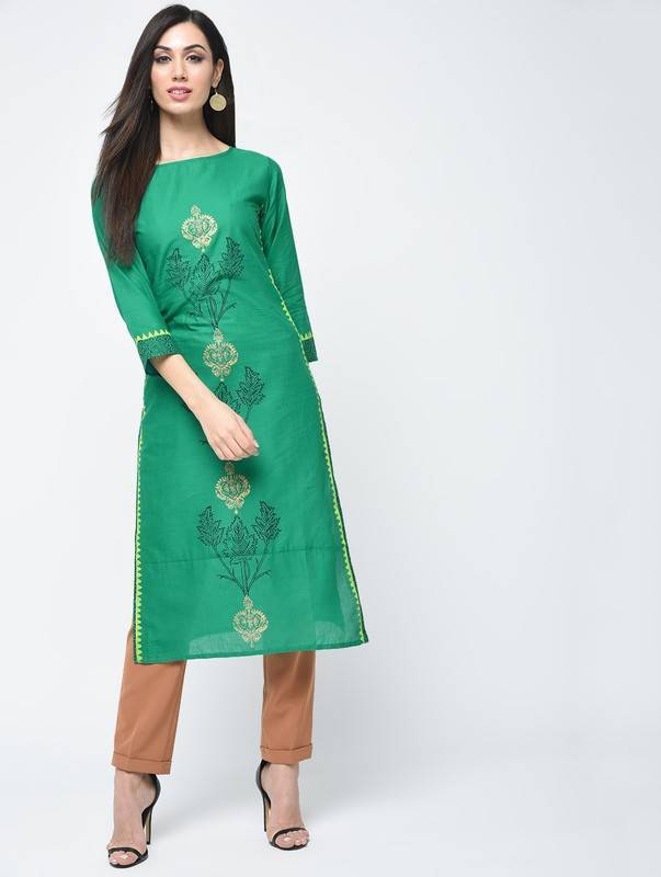 Women's Block Printed Straight Kurta - Aniyah