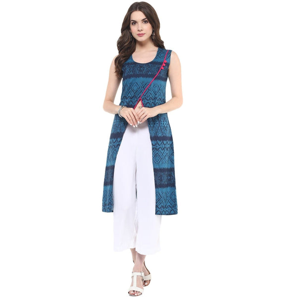 Women's Printed Cross-Over Kurti - Pannkh