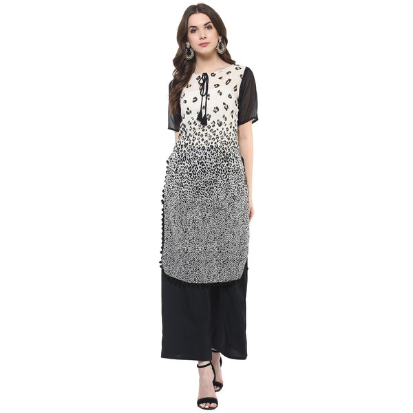 Women's Monocromatic Cheetah Print Kurti - Pannkh