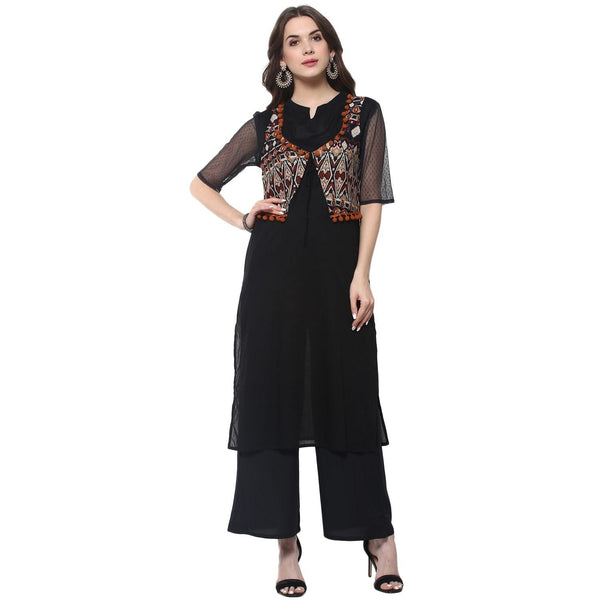 Women's Fake Jacket Pom-Pom Kurti - Pannkh