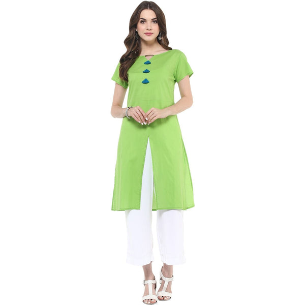 Women's Solid Kurti With Tassels - Pannkh