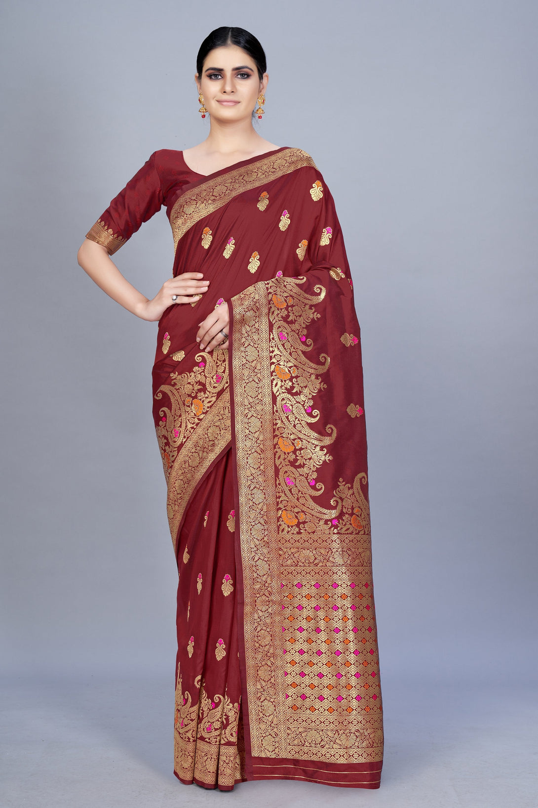 Women's Banarasi silk Woven Saree - Monjolika