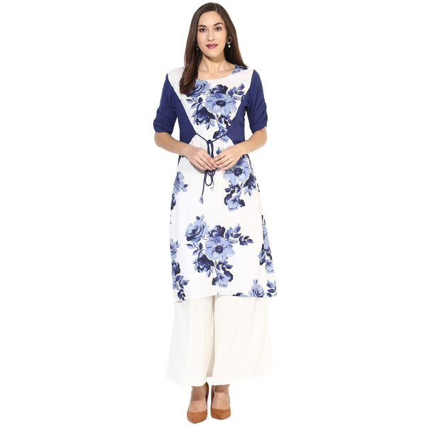 Women's Flower Print Dori  Kurti - Pannkh