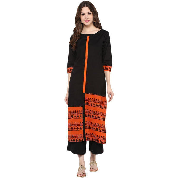 Women's Border Print Straight Kurta - Pannkh